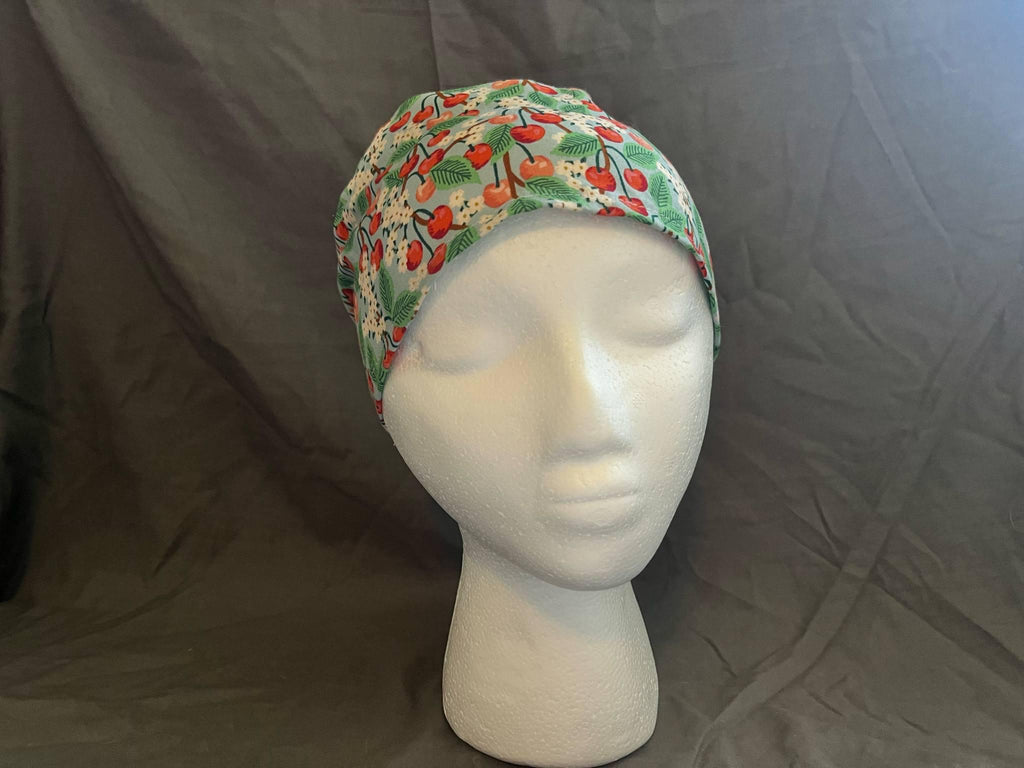 Apple Orchard Scrub Cap: Euro Bouffant Ponytail Hat, Cotton Nurse Cap