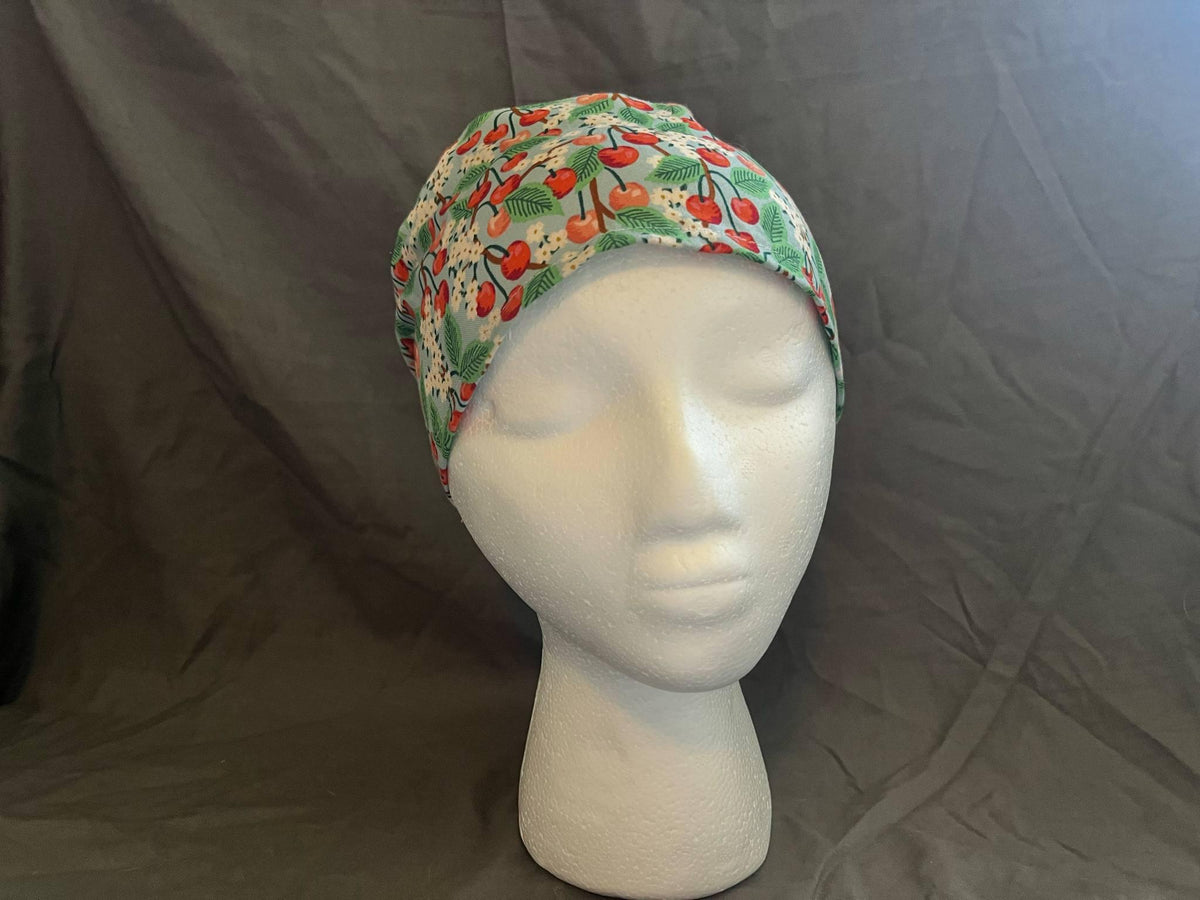 Apple Orchard Scrub Cap: Euro Bouffant Ponytail Hat, Cotton Nurse Cap