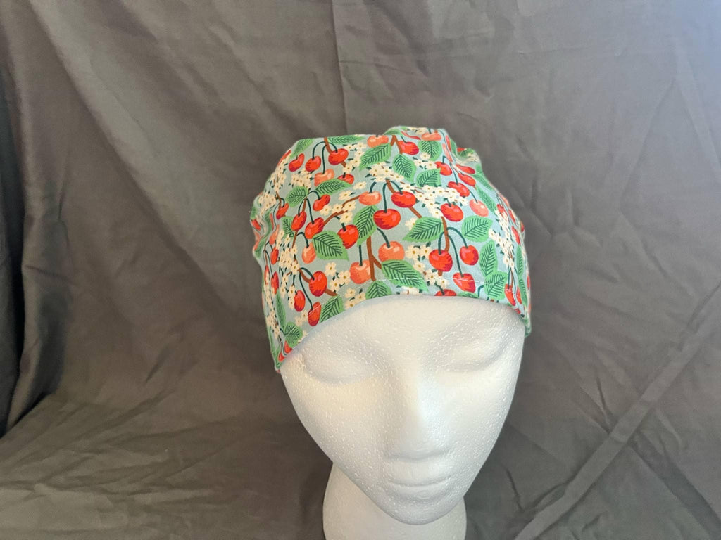 Apple Orchard Scrub Cap: Euro Bouffant Ponytail Hat, Cotton Nurse Cap