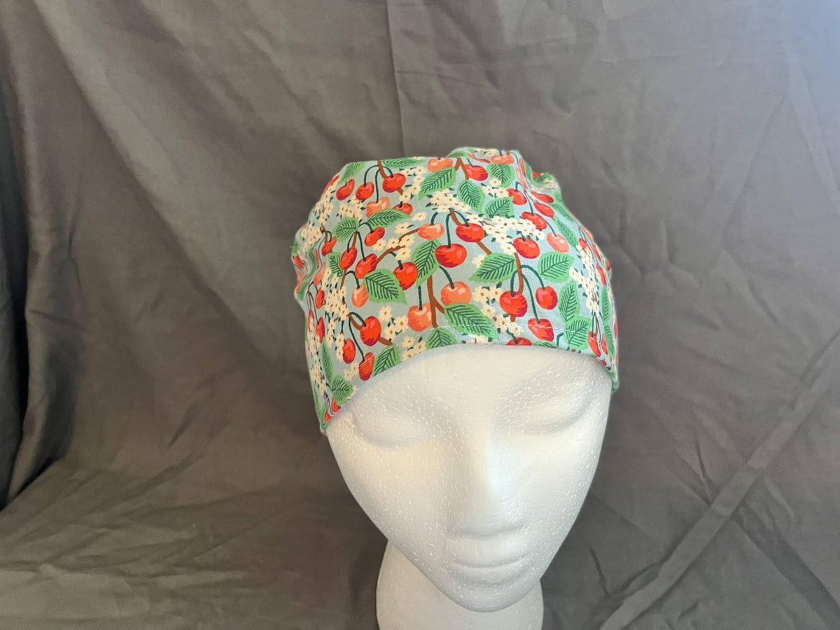 Apple Orchard Scrub Cap: Euro Bouffant Ponytail Hat, Cotton Nurse Cap