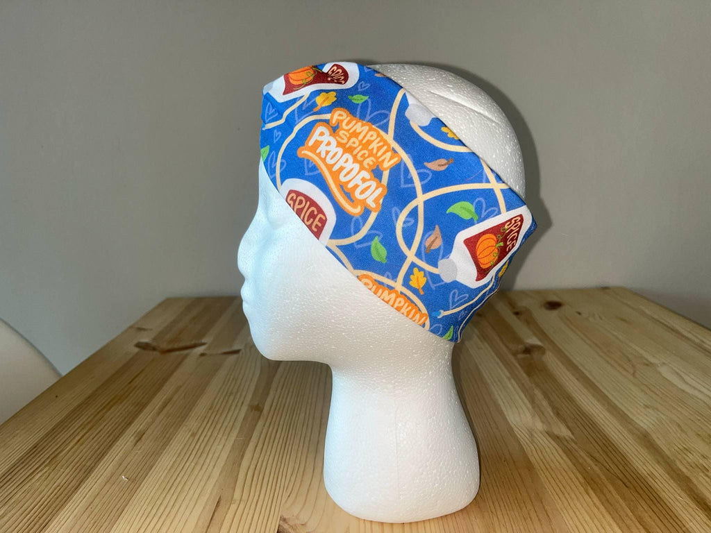 Pumpkin Spice Propofol Print Headband: Funny Healthcare Turban