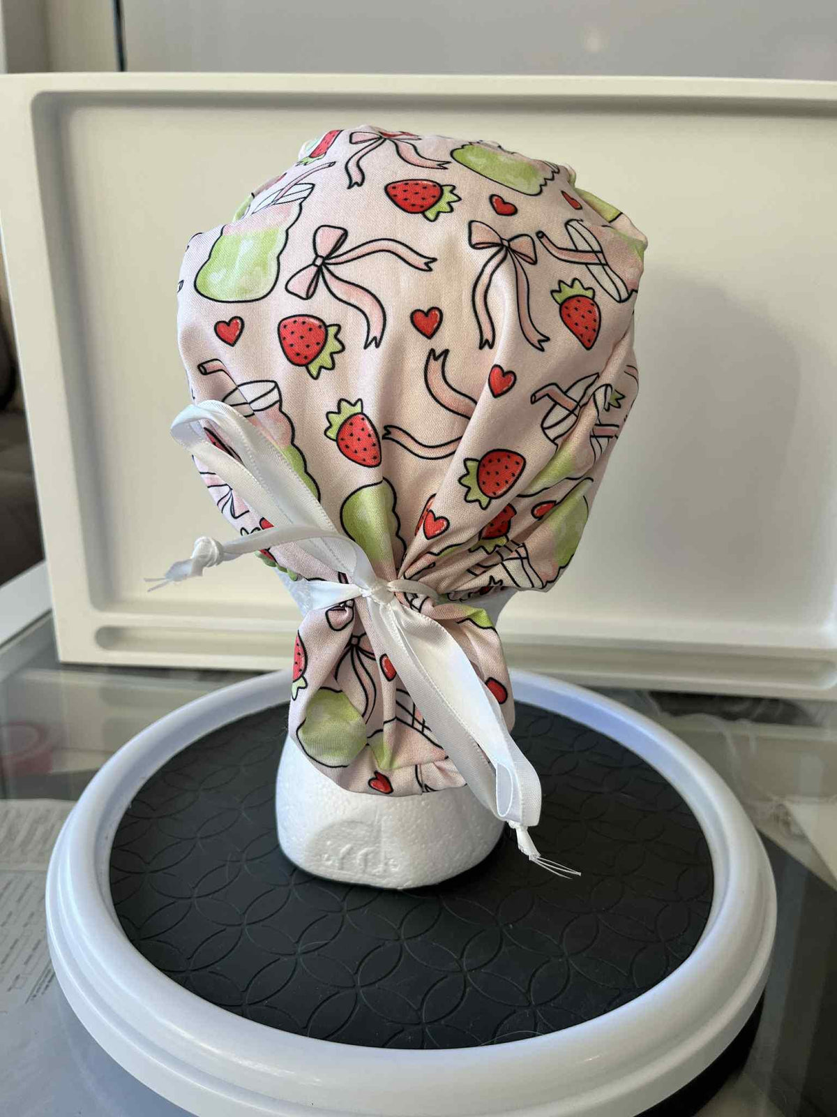 Iced Strawberry Matcha Print Euro Ponytail Scrubcap