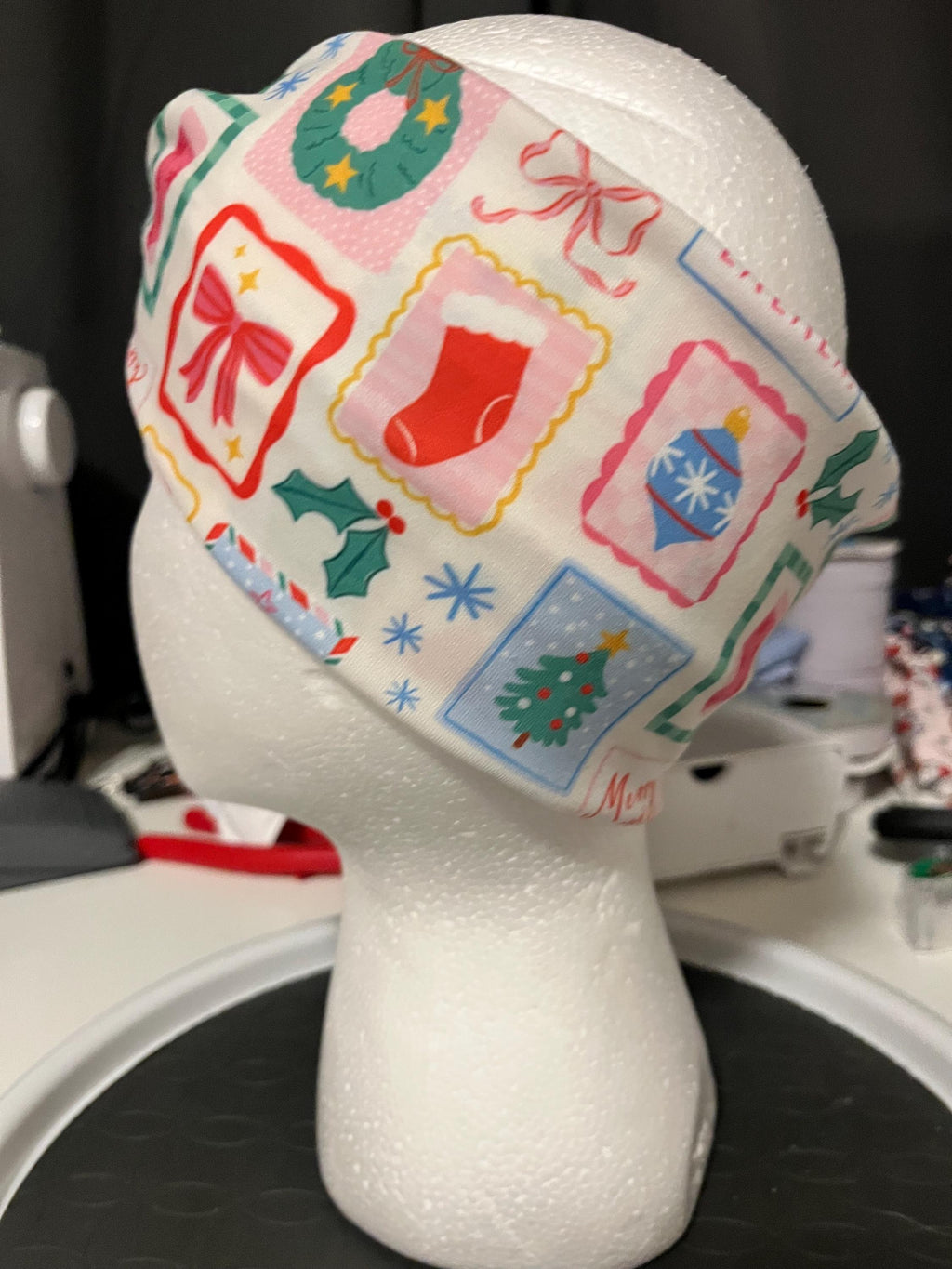 Christmas Postage Stamp Pistcard Print Twist Headband