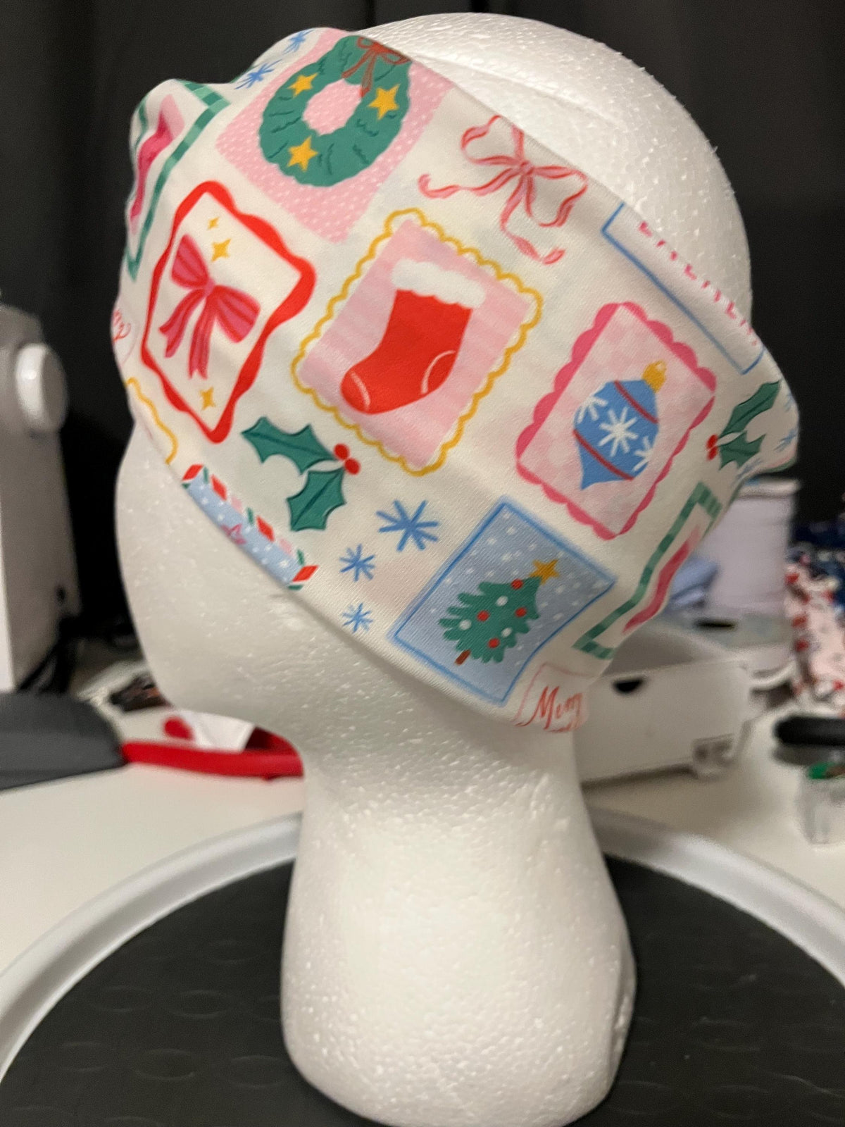 Christmas Postage Stamp Pistcard Print Twist Headband