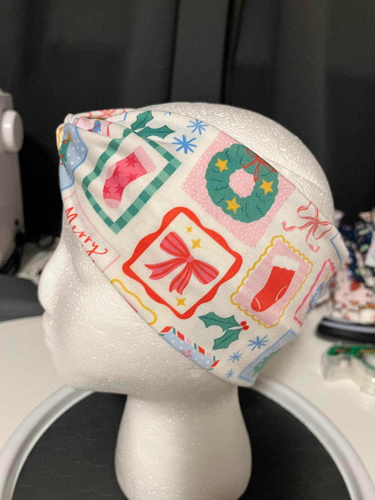 Christmas Postage Stamp Pistcard Print Twist Headband