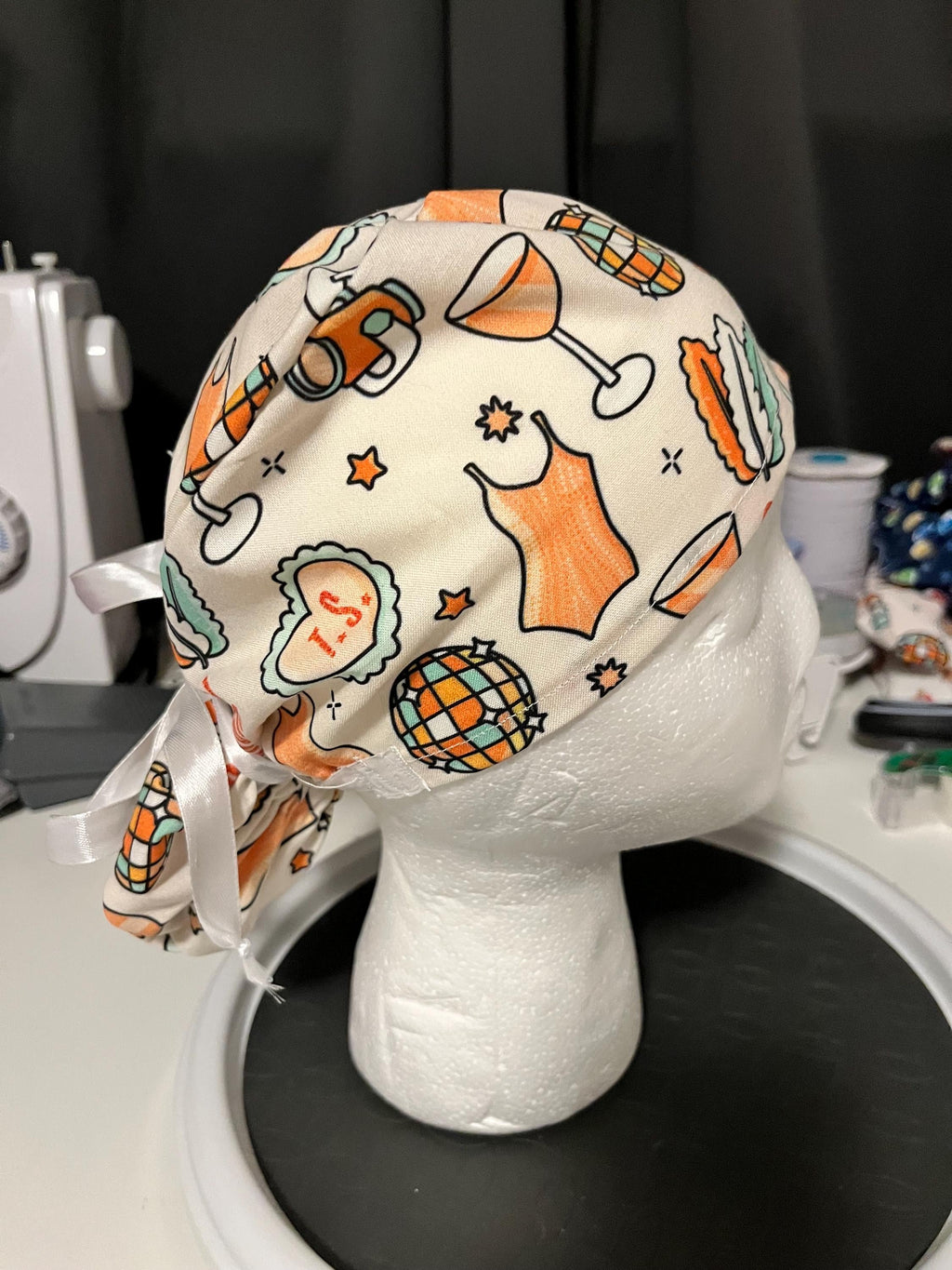 Showgirl Popstar Celebrity Print Euro Ponytail Scrub Cap