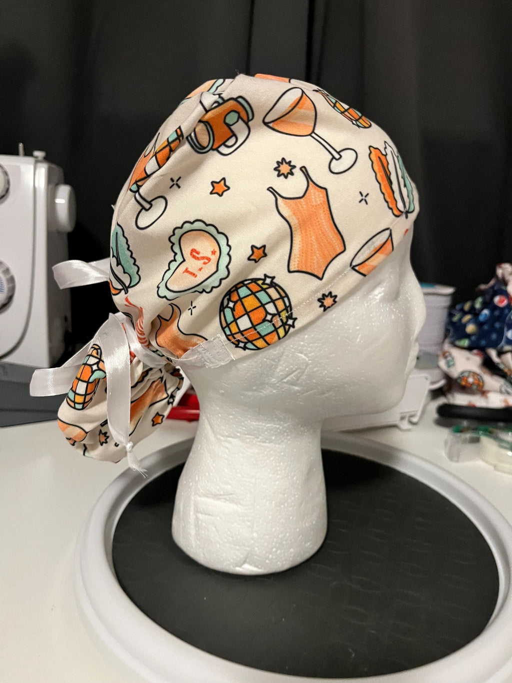 Showgirl Popstar Celebrity Print Euro Ponytail Scrub Cap
