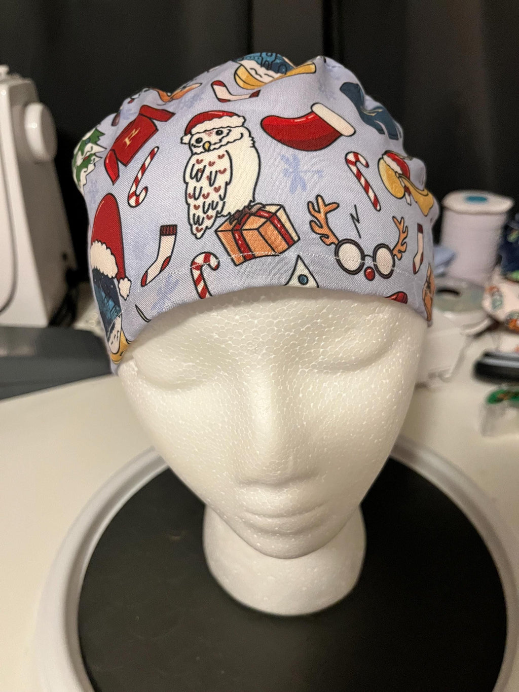 Wizard Magic Christmas Fantasy Print Euro Ponytail Scrub Cap