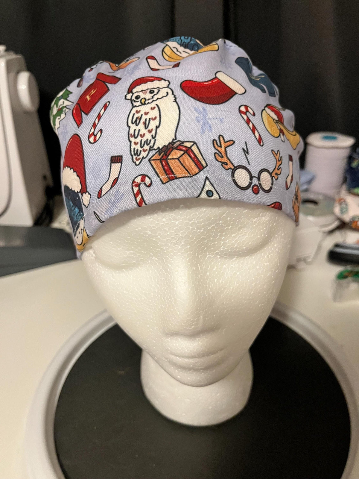 Wizard Magic Christmas Fantasy Print Euro Ponytail Scrub Cap