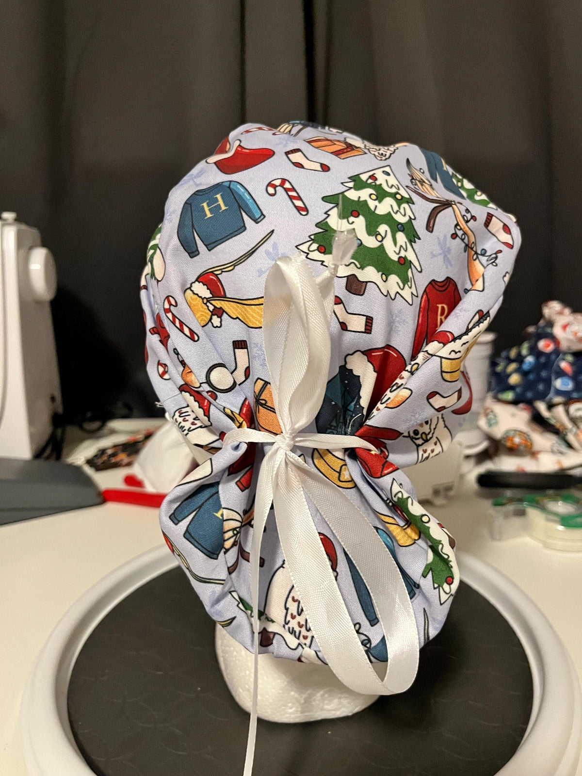 Wizard Magic Christmas Fantasy Print Euro Ponytail Scrub Cap