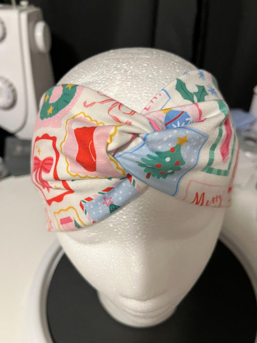 Christmas Postage Stamp Pistcard Print Twist Headband