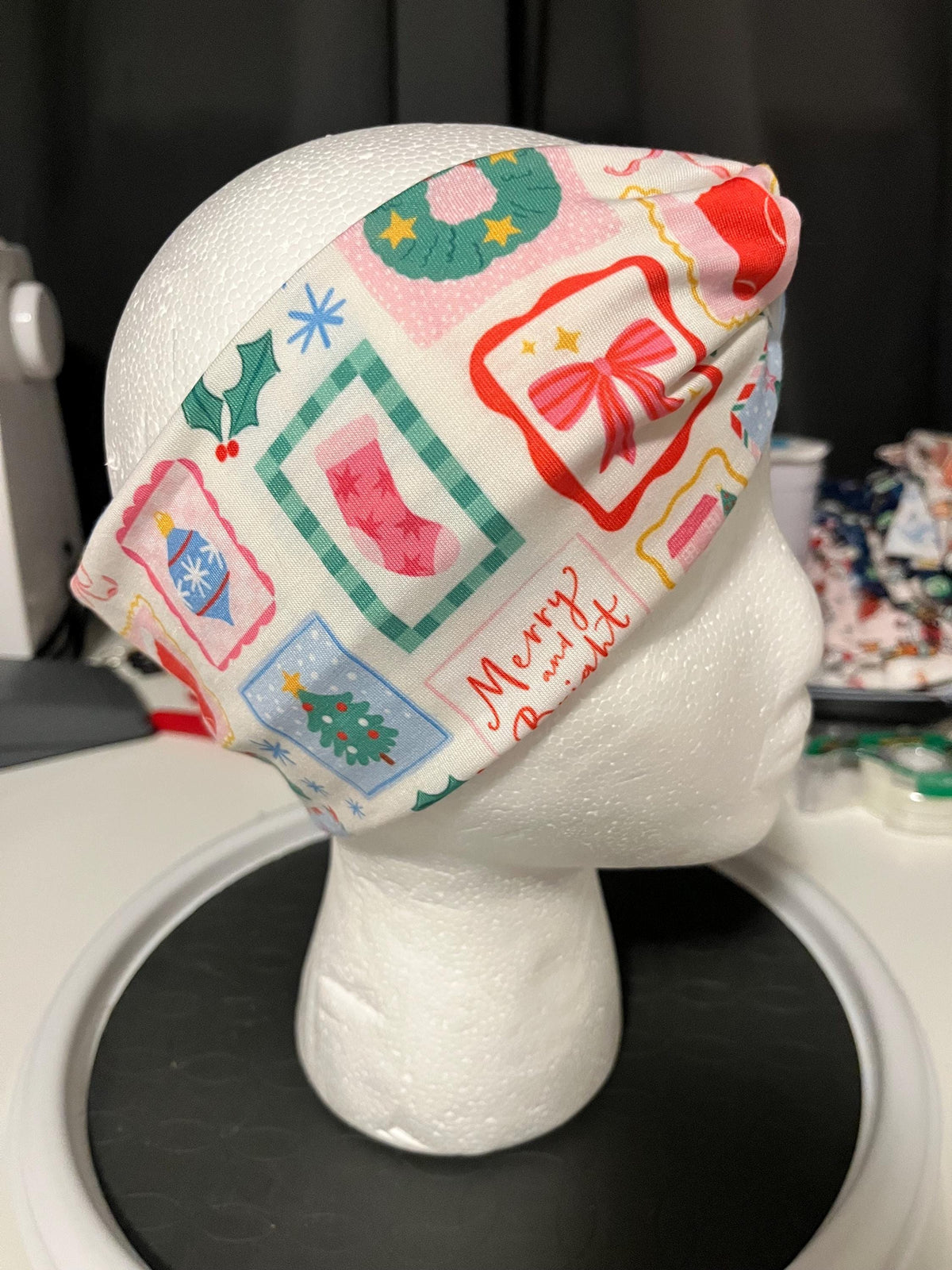 Christmas Postage Stamp Pistcard Print Twist Headband