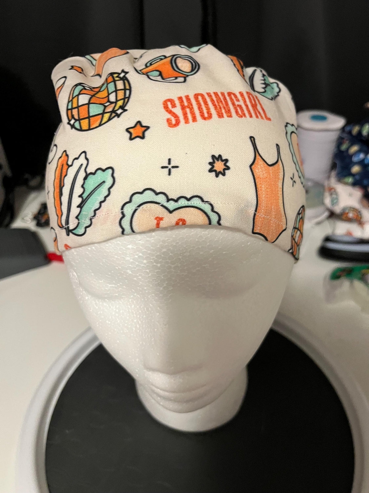 Showgirl Popstar Celebrity Print Euro Ponytail Scrub Cap