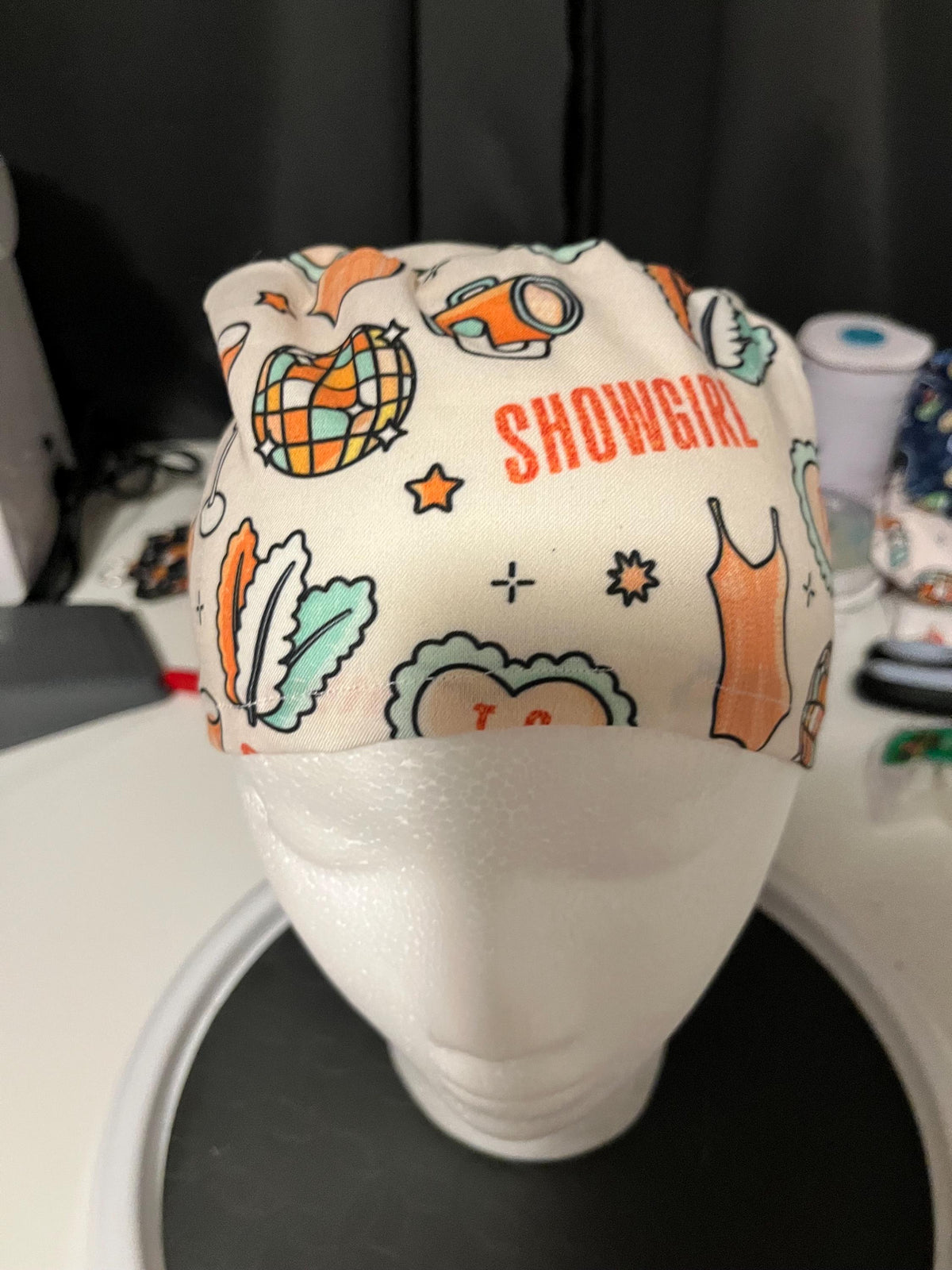Showgirl Popstar Celebrity Print Euro Ponytail Scrub Cap