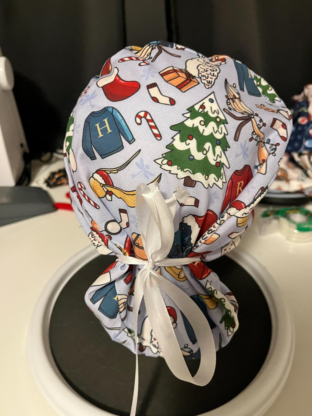 Wizard Magic Christmas Fantasy Print Euro Ponytail Scrub Cap