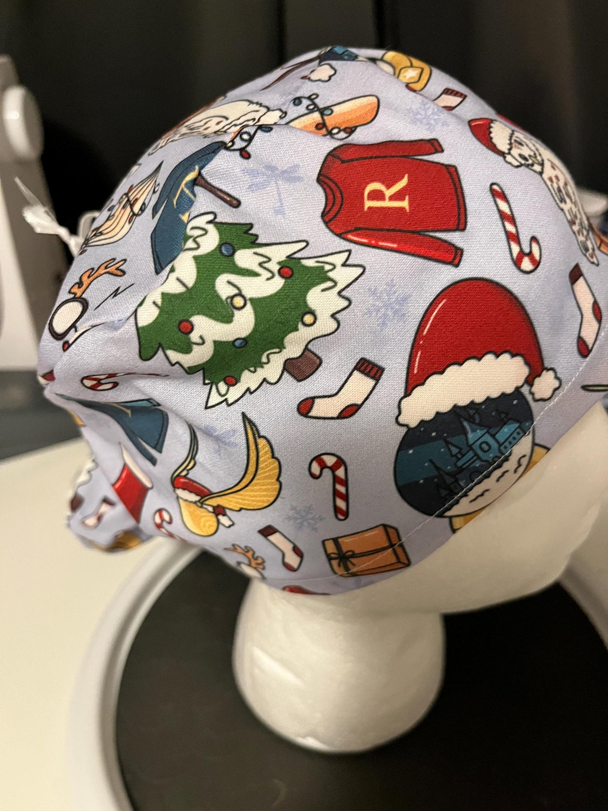 Wizard Magic Christmas Fantasy Print Euro Ponytail Scrub Cap