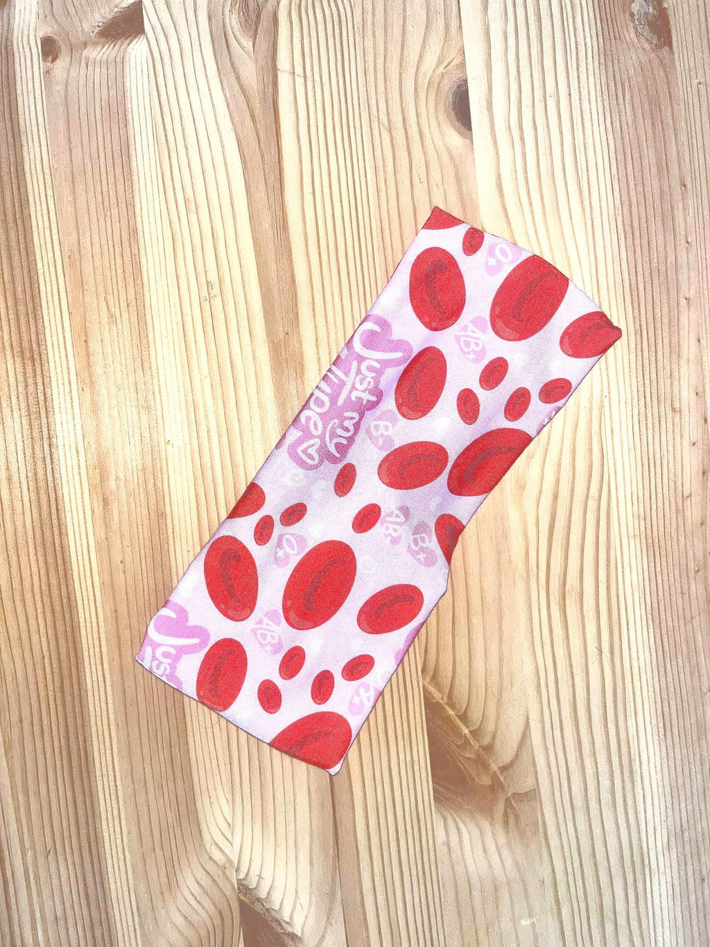 Wide Turban Twist Headband Hairband- Red and Pink Bloodtype Medical Print Phlebotomy Bloodwork Hematology
