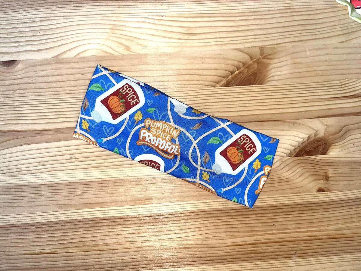 Pumpkin Spice Propofol Print Headband: Funny Healthcare Turban