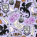 Dragon Fantasy Romance Romantasy Book Print Scrub Cap Euro, Euro Ponytail and Tie Back Optional Satin Lining