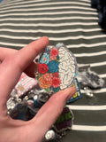 Floral Brain Mental Health Neuro Badge Reel Alligator Clip
