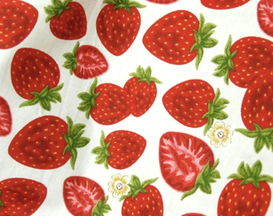 White and Red Strawberry Floral Scrub Cap Euro, Euro Ponytail and Tie Back Optional Satin Lining