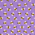 Purple Bee Print Cotton Tie Back Scrub Cap