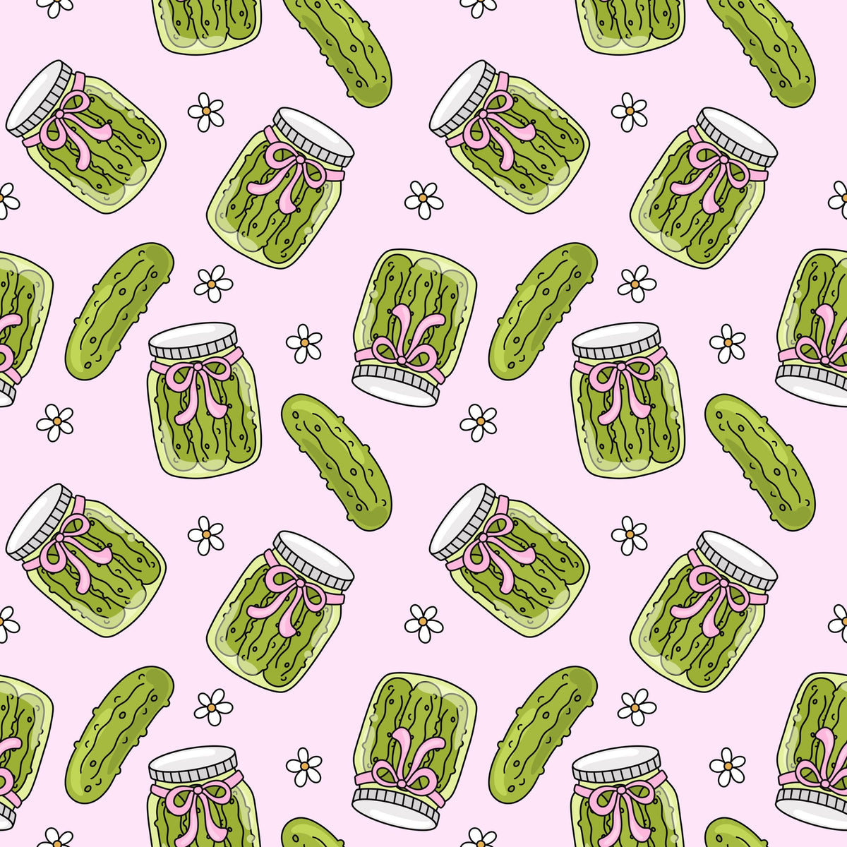 Pink Green Pickle Coquette Girl Bow Foodie Food Print Scrub Cap Euro, Euro Ponytail and Tie Back Optional Satin Lining