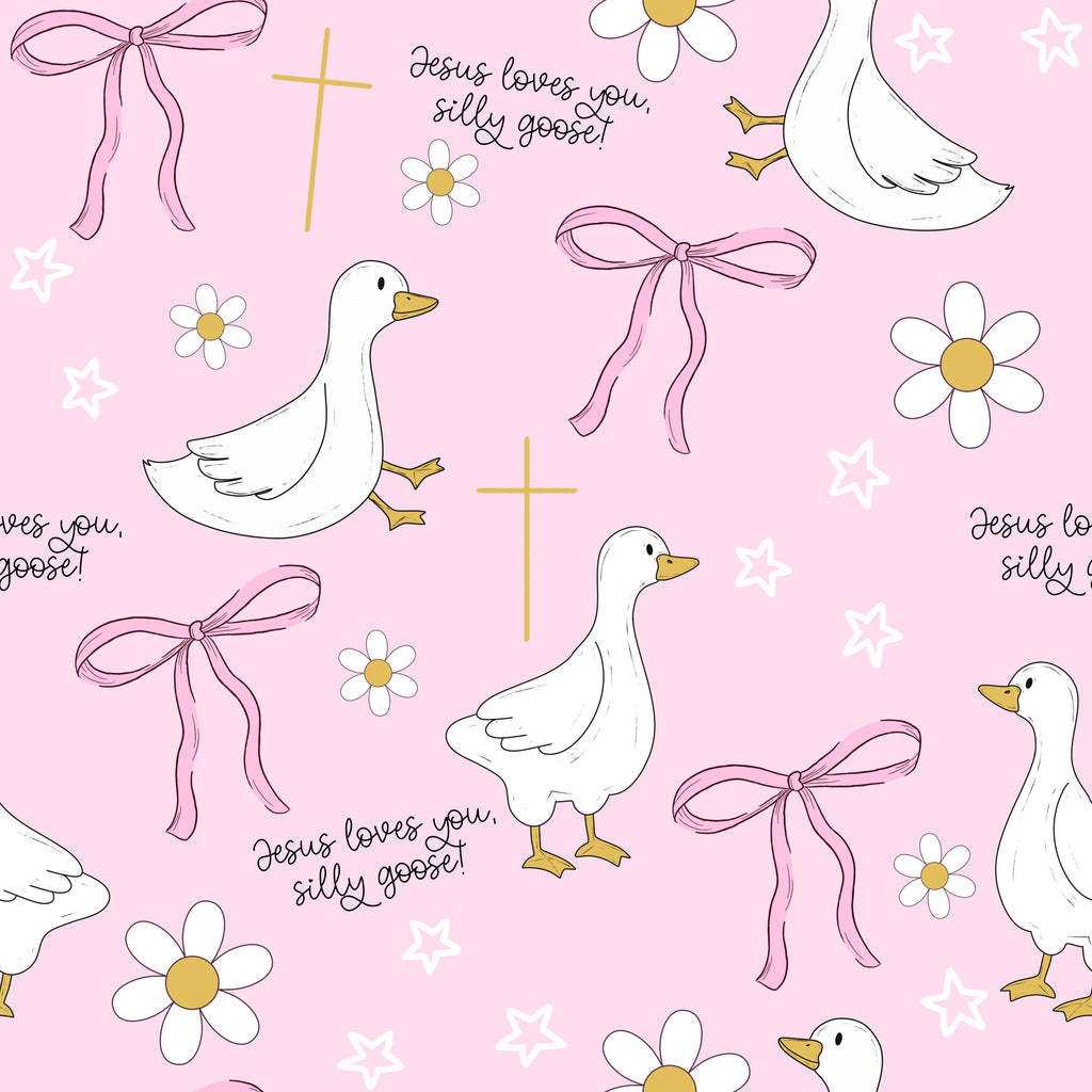 Silly Goose Floral Christian Catholic Jesus Cross Religious Easter Print Scrub Cap Euro, Euro Ponytail and Tie Back Optional Satin Lining