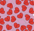 Pink and Red Heart Lollipop Valentines Love Candy Print Scrub Cap Euro, Euro Ponytail and Tie Back Optional Satin Lining