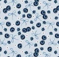 Blueberry Coquette Bow Floral Spring Fruit Print Scrub Cap Euro, Euro Ponytail and Tie Back Optional Satin Lining