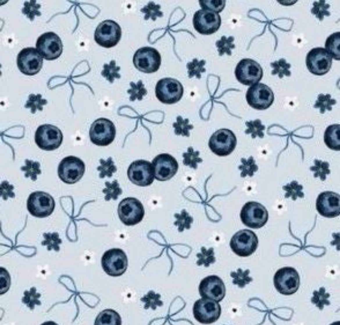 Blueberry Coquette Bow Floral Spring Fruit Print Scrub Cap Euro, Euro Ponytail and Tie Back Optional Satin Lining