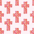 Floral Christian Catholic Jesus Cross Religious Easter Print Scrub Cap Euro, Euro Ponytail and Tie Back Optional Satin Lining