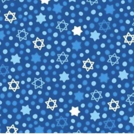 Jewish Hanukkah Menorrah Religious Print Star Scrub Cap Euro, Euro Ponytail and Tie Back Optional Satin Lining
