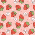 Pink Strawberry Floral Spring Fruit Print Scrub Cap Euro, Euro Ponytail and Tie Back Optional Satin Lining