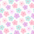 Pink Blue Purple Floral Flower Spring Summer Pastel Print Scrub Cap Euro, Euro Ponytail and Tie Back Optional Satin Lining