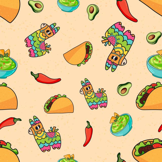 Chilli Pepper Taco Festival Piñata Mexican Margarita Avocado Print Scrub Cap Euro, Euro Ponytail and Tie Back Optional Satin Lining