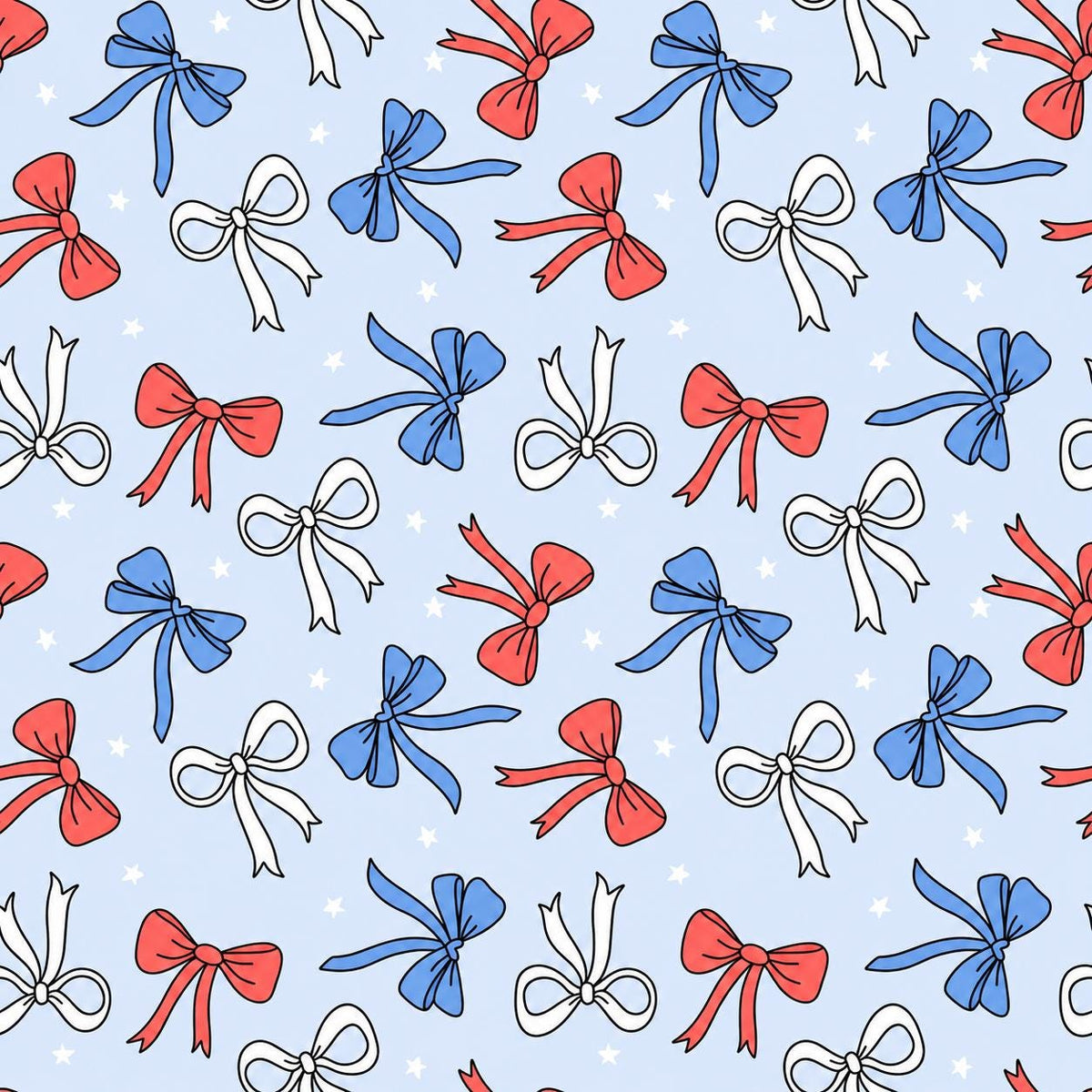 USA Red and White Fourth of July Bow Coquette Print Scrub Cap Euro, Euro Ponytail and Tie Back Optional Satin Lining