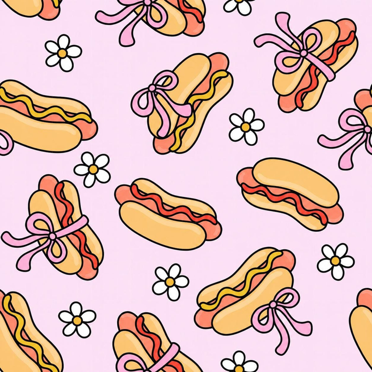 Coquette Summer Floral Hotdog Food Print Twist Headband Bandana Hair accessories accessory