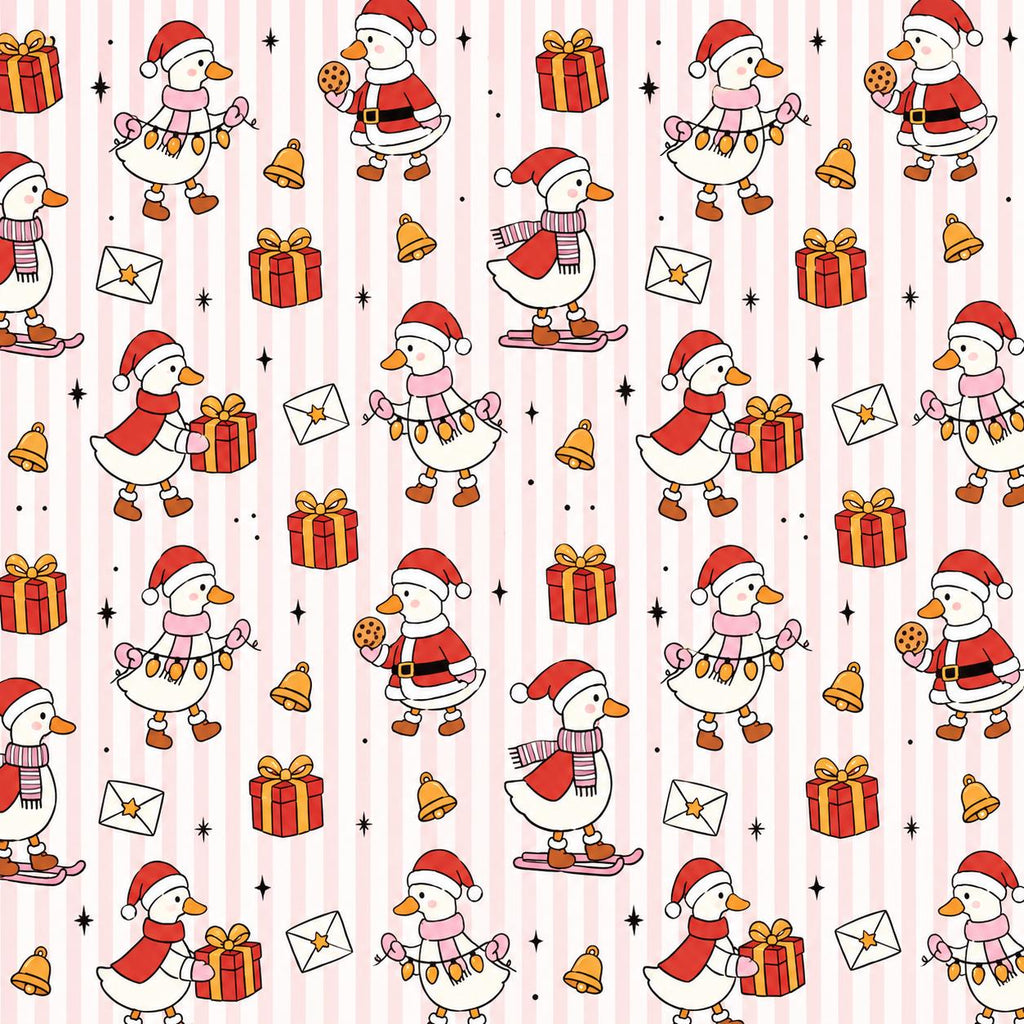Goose Being Silly Christmas Holiday Funny Novelty Print Scrub Cap Euro, Euro Ponytail and Tie Back Optional Satin Lining