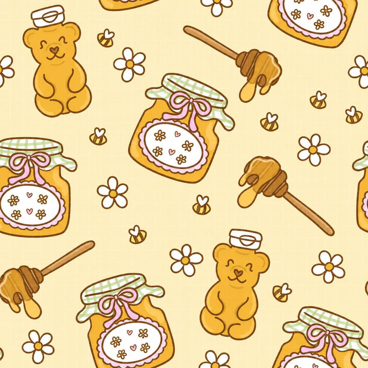 Honey Bee Bear Sweet Coquette Floral Print Scrub Cap Euro, Euro Ponytail and Tie Back Optional Satin Lining