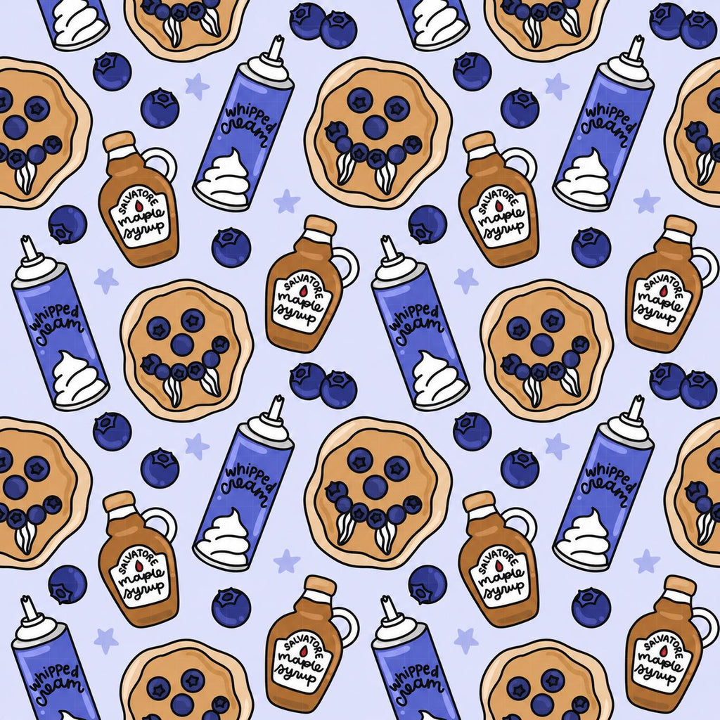 Blueberry Vampire Pancakes Food Maple Syrup Autumn Halloween Print Scrub Cap Euro, Euro Ponytail and Tie Back Optional Satin Lining
