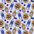 Blueberry Vampire Pancakes Food Maple Syrup Autumn Halloween Print Scrub Cap Euro, Euro Ponytail and Tie Back Optional Satin Lining