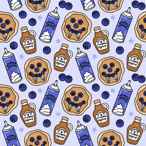 Blueberry Vampire Pancakes Food Maple Syrup Autumn Halloween Print Scrub Cap Euro, Euro Ponytail and Tie Back Optional Satin Lining