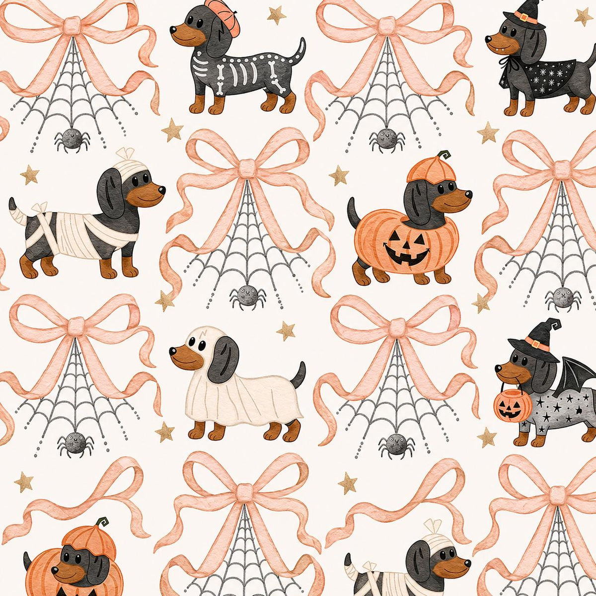 Halloween Dachshund Weiner Dog Costume, Witch, Pumpkin Coquette Print Scrub Cap Euro, Euro Ponytail and Tie Back Optional Satin Lining