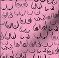 Breast Cancer Boobs Plastic Surgeon Surgery Mastectomy Pink Ribbon Print Scrub Cap Euro, Euro Ponytail and Tie Back Optional Satin Lining