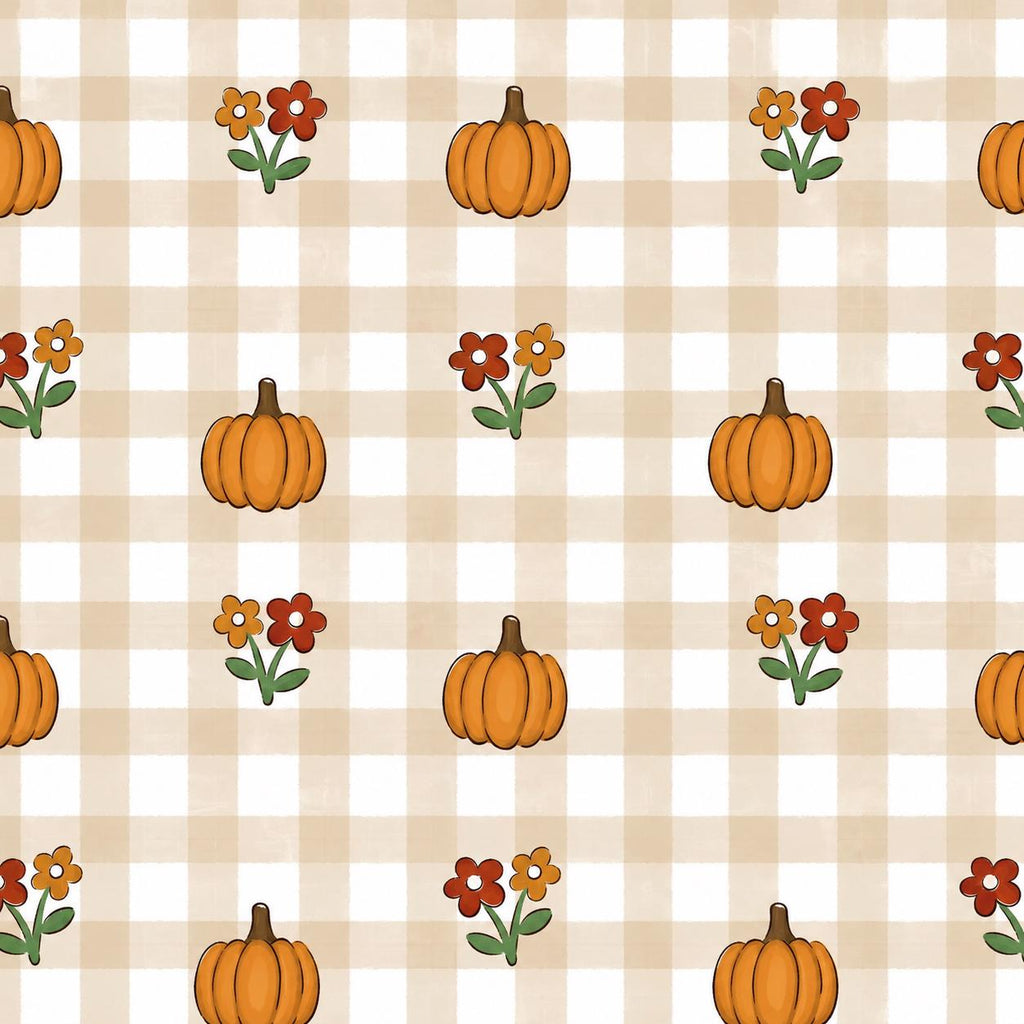 Coquette Gingham Pumpkin Autumn Fall Halloween Print Scrub Cap Euro, Euro Ponytail and Tie Back Optional Satin Lining