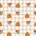 Coquette Gingham Pumpkin Autumn Fall Halloween Print Scrub Cap Euro, Euro Ponytail and Tie Back Optional Satin Lining