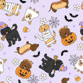 Halloween Dog Costume,Ghost, Witch, Pumpkin & Hot Dog Dogs Print Scrub Cap Euro, Euro Ponytail and Tie Back Optional Satin Lining