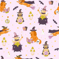 Halloween Dog Costume,Ghost, Witch, Pumpkin & Hot Dog Dogs Print Scrub Cap Euro, Euro Ponytail and Tie Back Optional Satin Lining
