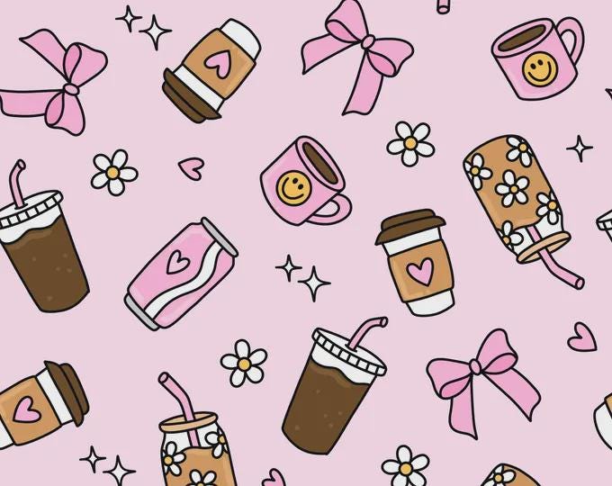 Pink Iced Coffee Diet Soda Tea Coquette Floral Print Headband Wide Twist Soft Wear Two Ways Hair Accessory Easy Hairstyles